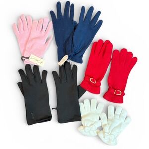 Lot of 5 Womens Winter Gloves Kim Rogers Time and Tru Fleece Knit Multi Color